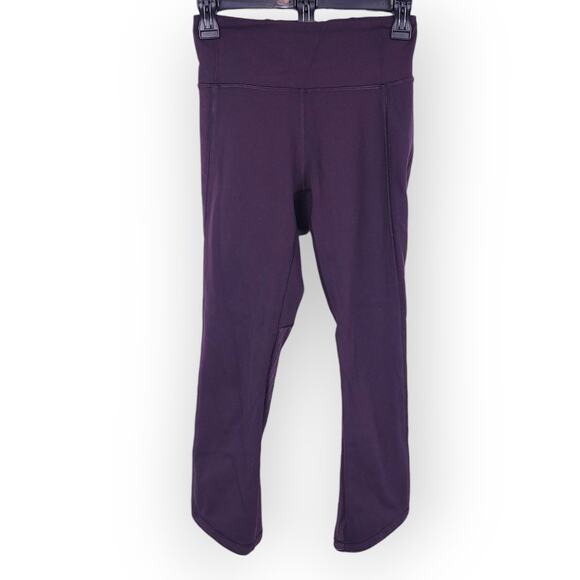 Lululemon Deep Breath Crop Leggings Size 4 Athleisure Yoga Black Cherry Burgundy - Picture 1 of 6